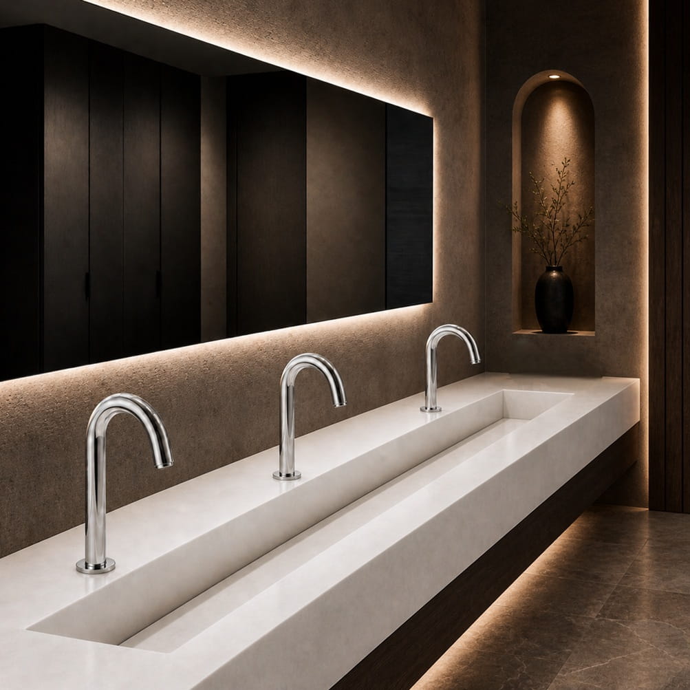 Brio Chrome deck mounted touchless volume sensor hands-free faucet